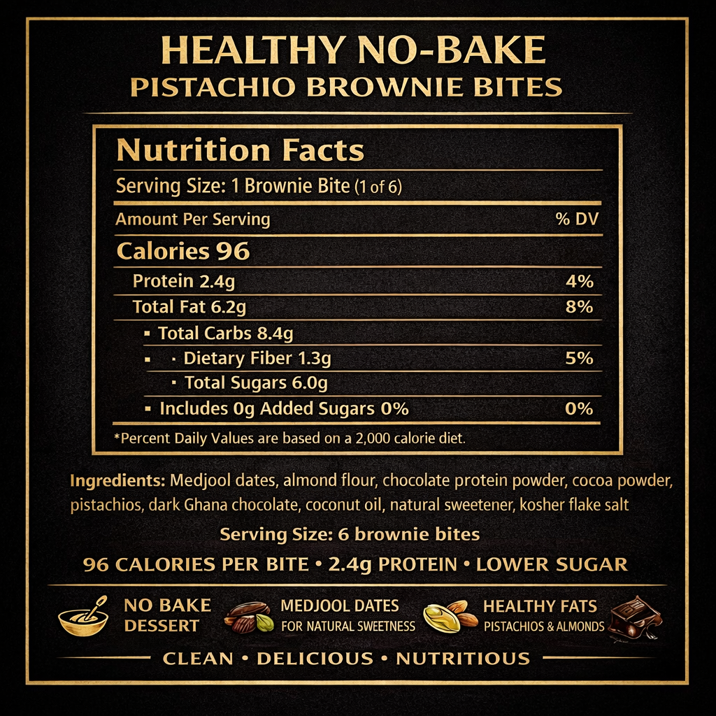 Whole food pistachio brownie bites